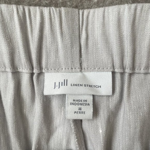 J Jill Pants Womens Medium Petite Light Grey Cropped Linen Stretch Button Detail - Picture 5 of 13